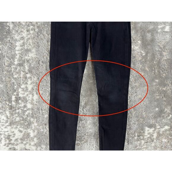 7 For All Mankind Sz 25 Skinny Tapered Leg Dark Denim Jeans Pants Black Stretch - Picture 2 of 13